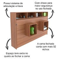 Cama Retratil Horizontal Solteiro Cm820 Amendoa