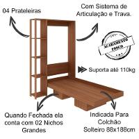 Cama Retratil De Parede Solteiro Cm8013 Amendoa - 7
