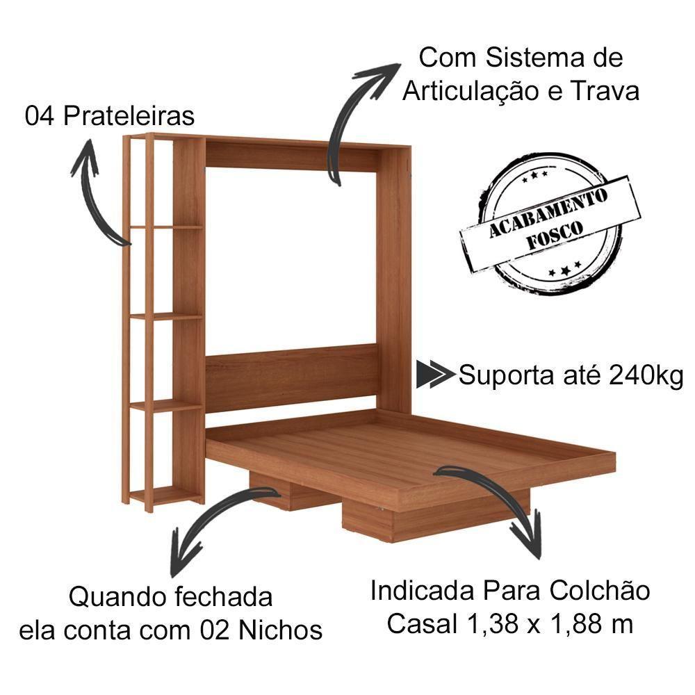 Cama Retratil De Parede Casal Cm8014 Amendoa - 8