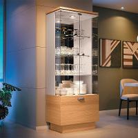 Conjunto Decorativo Cristaleira C/adega E Buffet Aparador Peggy/noeli Cinamomo/offwhite