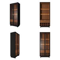 Conjunto Decorativo Cristaleira Com Led E Buffet Aparador 160cm Tenerife/gunga Preto Fosco/noce - 6