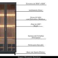 Conjunto Decorativo Cristaleira Com Led E Buffet Aparador 160cm Tenerife/gunga Preto Fosco/noce - 7