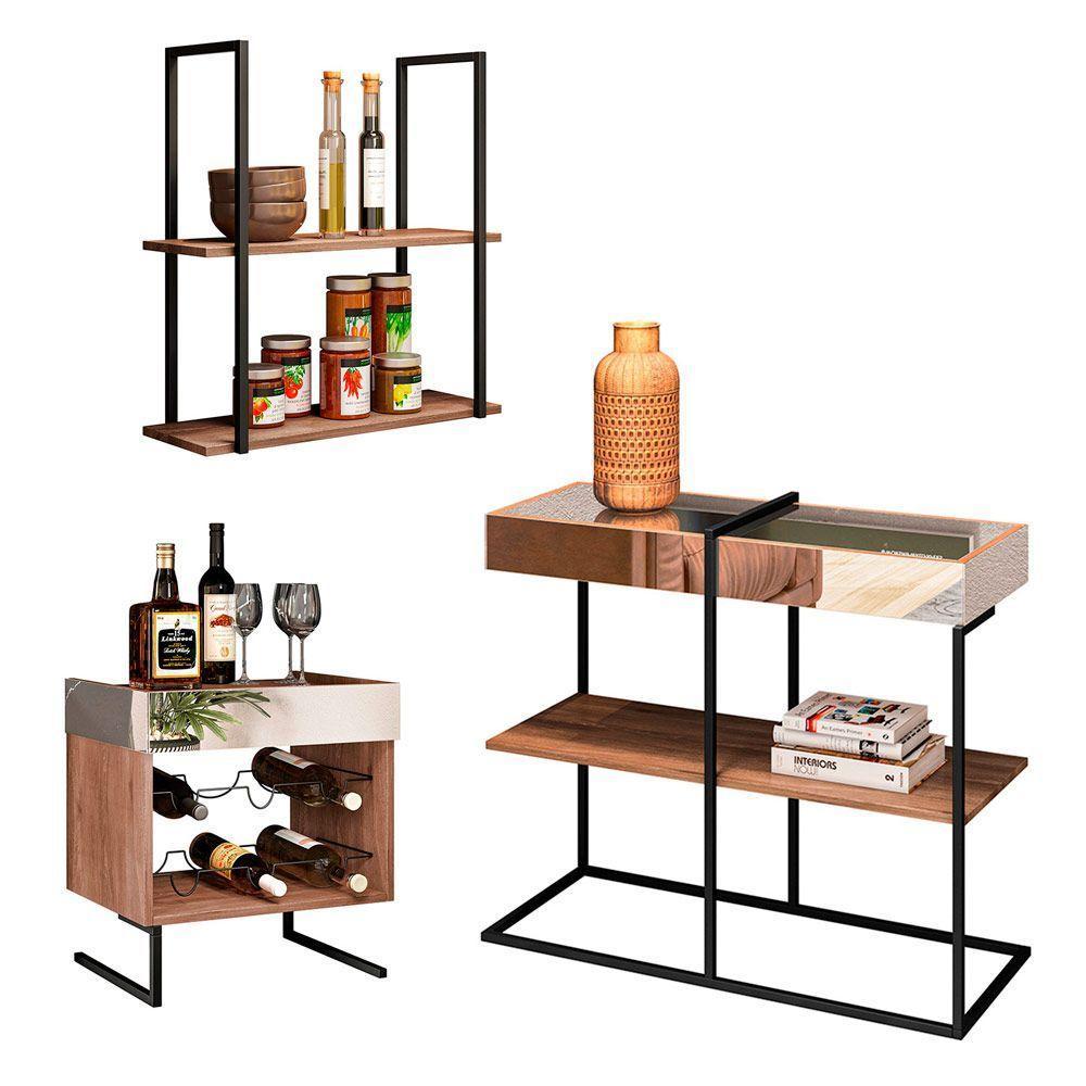 Conjunto Sala De Estar 3 Peças Estilo Industrial Bp 15mm - 1