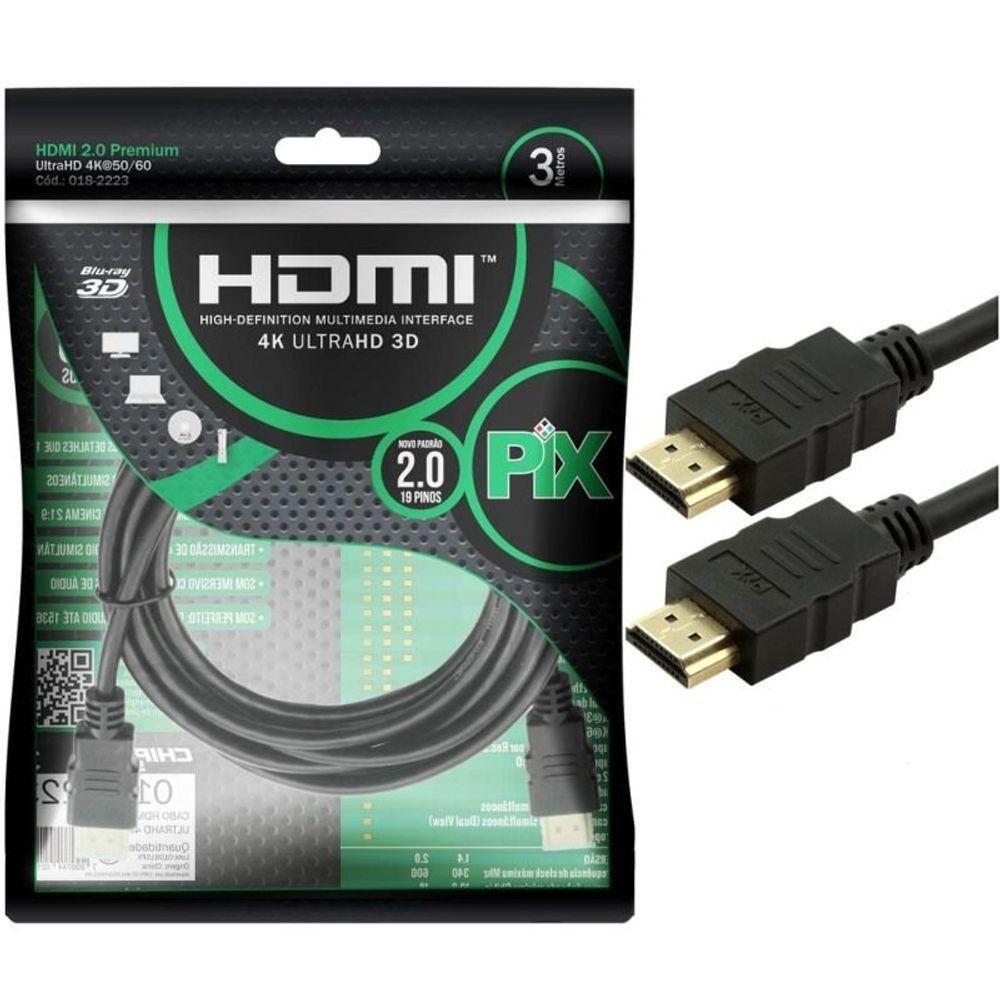 Cabo Hdmi 2 0 Gold 3 Metros 4k Ultrahd 19p Pix 018 2223 - 2