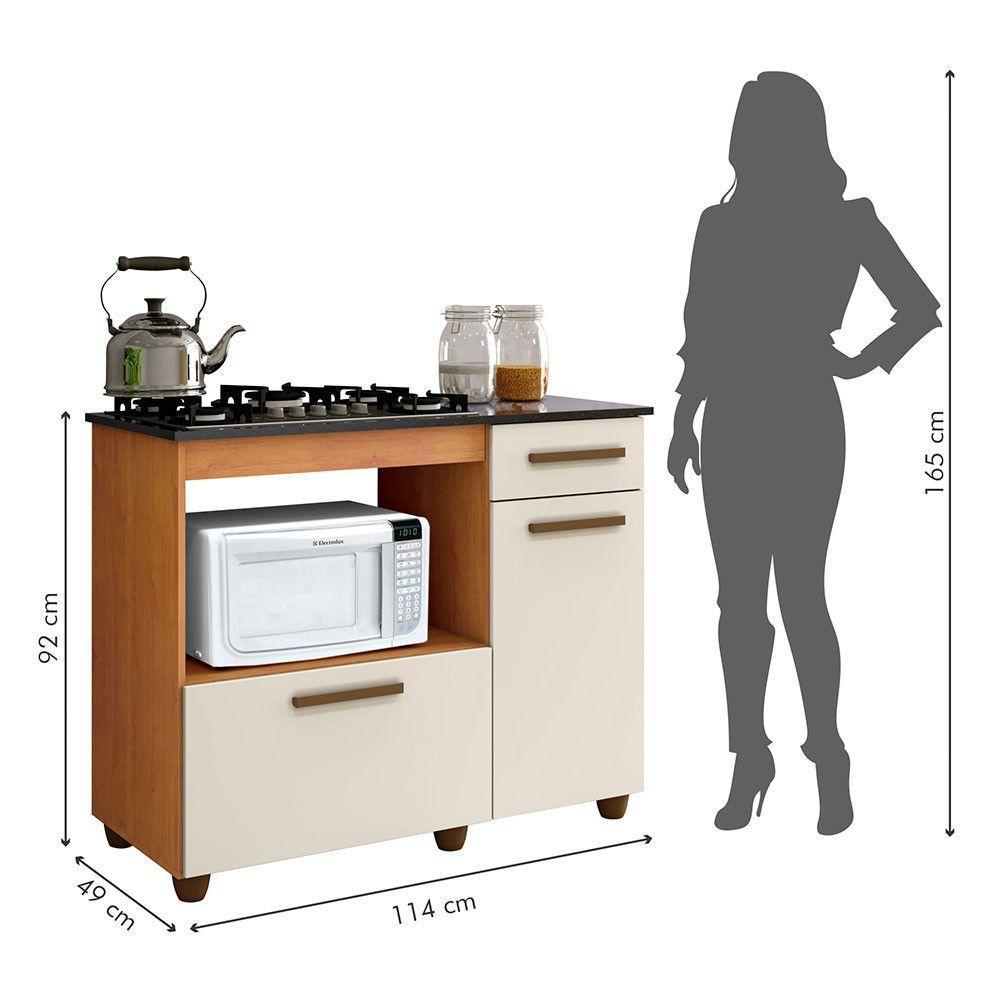 Balcão Para Cooktop 5 Bocas 2 Portas 1 Gaveta Violeta Kaiki Móveis Nature/off White - 7