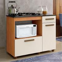 Balcão Para Cooktop 5 Bocas 2 Portas 1 Gaveta Violeta Kaiki Móveis Nature/off White - 1