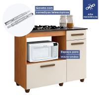 Balcão Para Cooktop 5 Bocas 2 Portas 1 Gaveta Violeta Kaiki Móveis Nature/off White - 3