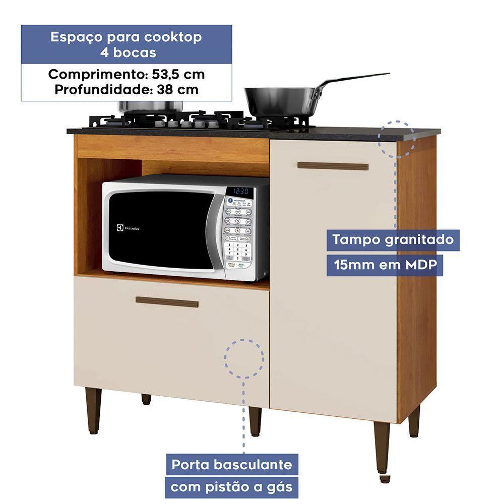 Balcão 2 Portas Para Cooktop 4 Bocas Zurique Kaiki Móveis Nature/off White - 2