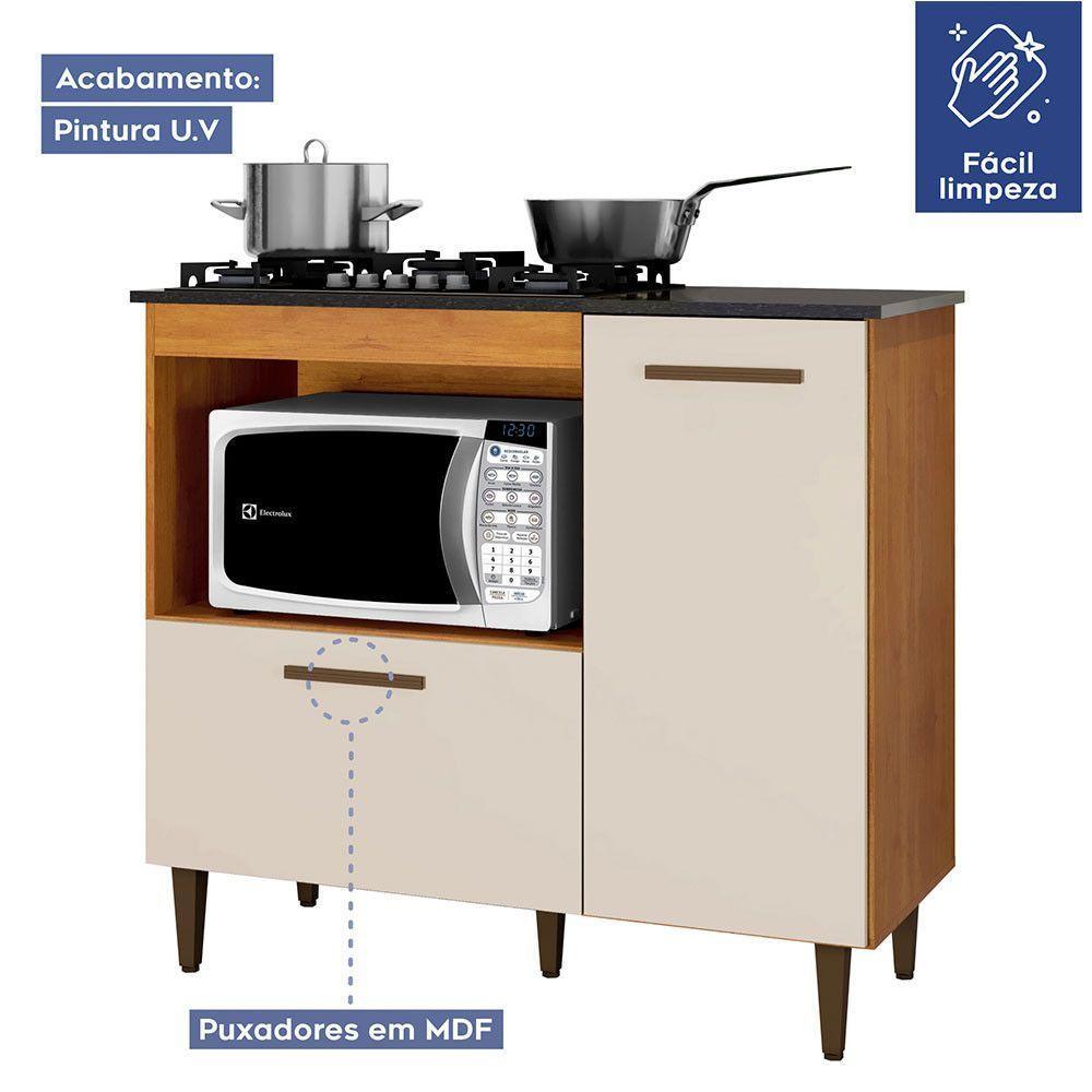 Balcão 2 Portas Para Cooktop 4 Bocas Zurique Kaiki Móveis Nature/off White - 4