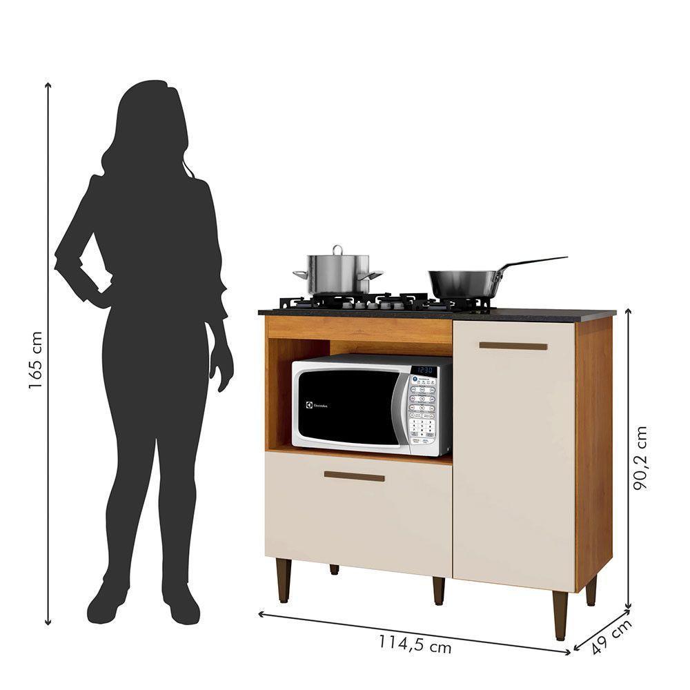 Balcão 2 Portas Para Cooktop 4 Bocas Zurique Kaiki Móveis Nature/off White - 5