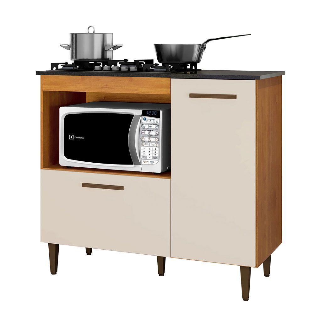 Balcão 2 Portas Para Cooktop 4 Bocas Zurique Kaiki Móveis Nature/off White - 6