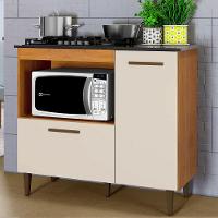 Balcão 2 Portas Para Cooktop 4 Bocas Zurique Kaiki Móveis Nature/off White - 1