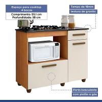 Balcão Para Cooktop 4 Bocas Violeta Kaiki Móveis Cor:naturalle/off