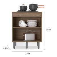 Balcão Para Cooktop Com 3 Portas E Tampo Barcelona Cor Carvalho Oak Grafite Poliman Móveis