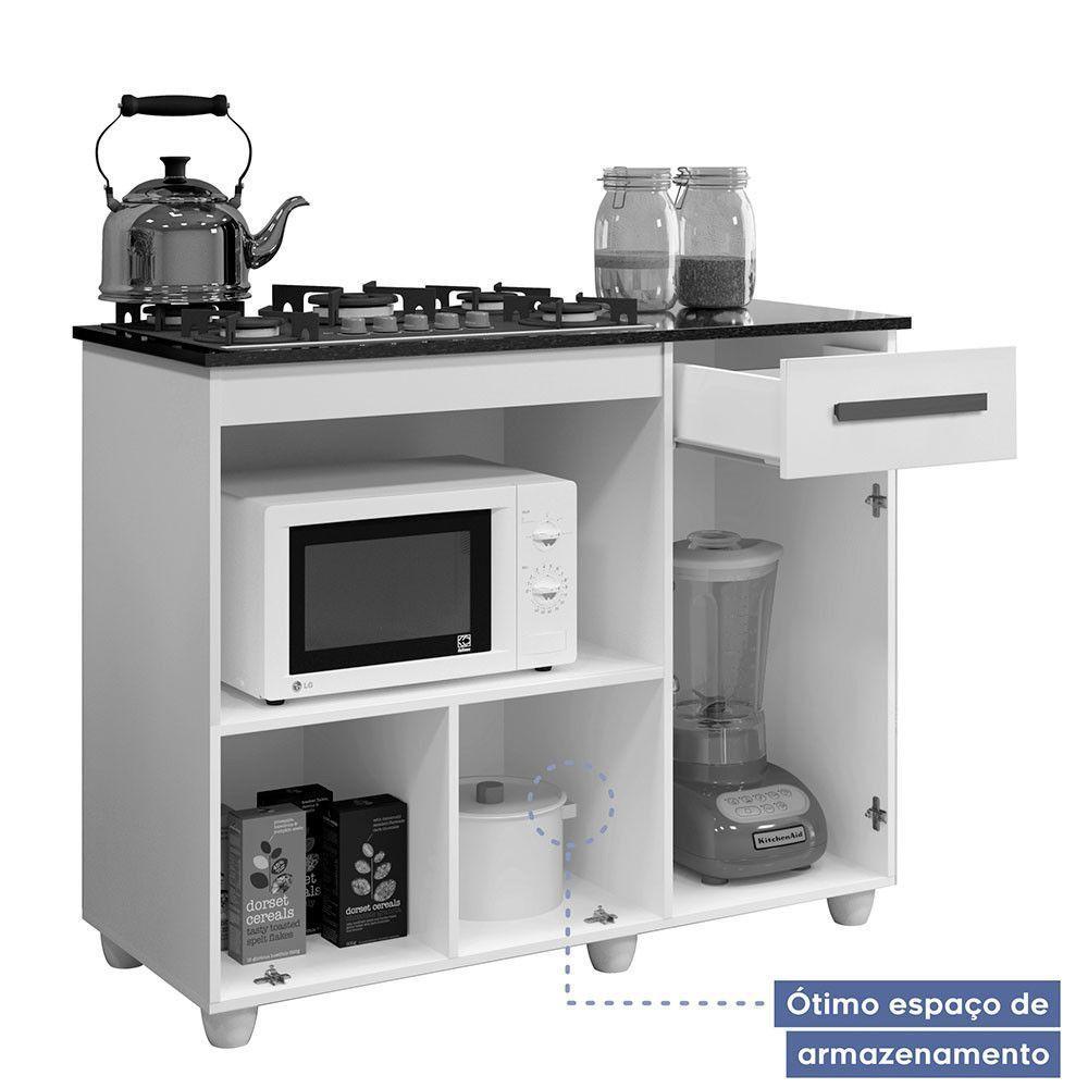 Balcão Para Cooktop 4 Bocas 2 Portas 1 Gaveta Violeta Kaiki Móveis Nature/off White - 5