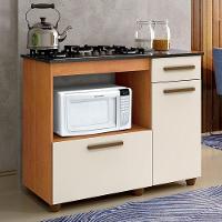 Balcão Para Cooktop 4 Bocas 2 Portas 1 Gaveta Violeta Kaiki Móveis Nature/off White - 1