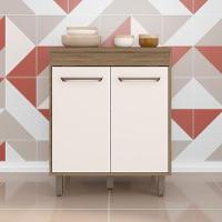 Balcão Para Cooktop Com 3 Portas E Tampo Barcelona Cor Carvalho Oak Off White Poliman Móveis - 4