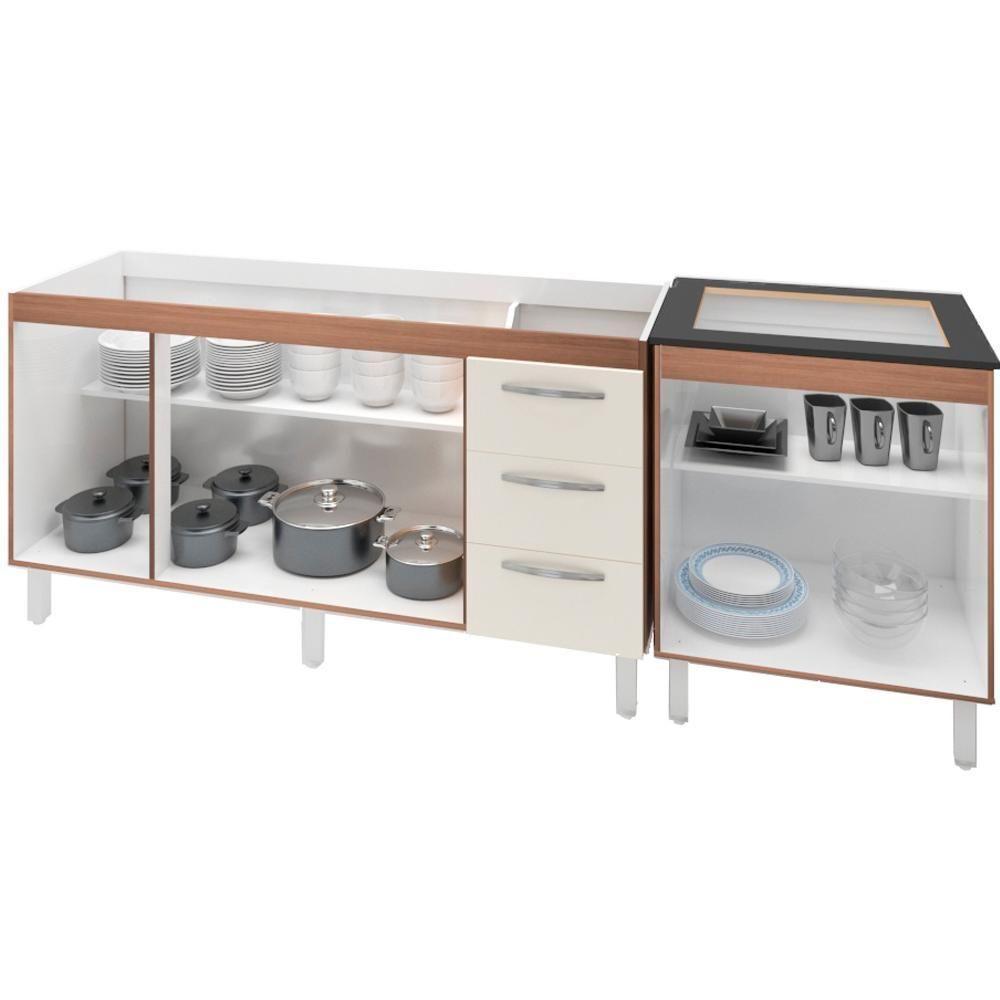 Balcao Pia 150cm E Cooktop 4 Bocas Savana Off White Mobbs Savana Off White - 4