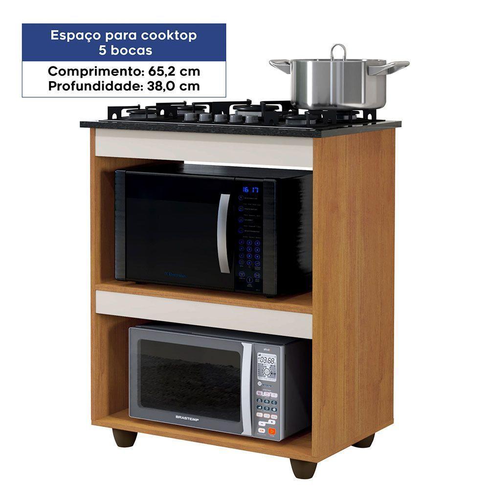 Balcão Para Cooktop 5 Bocas Turim Kaiki Móveis Nature/off White - 2