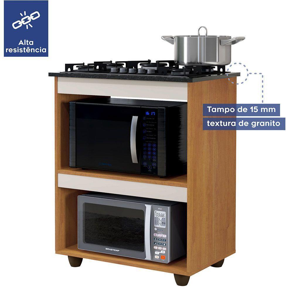 Balcão Para Cooktop 5 Bocas Turim Kaiki Móveis Nature/off White - 3