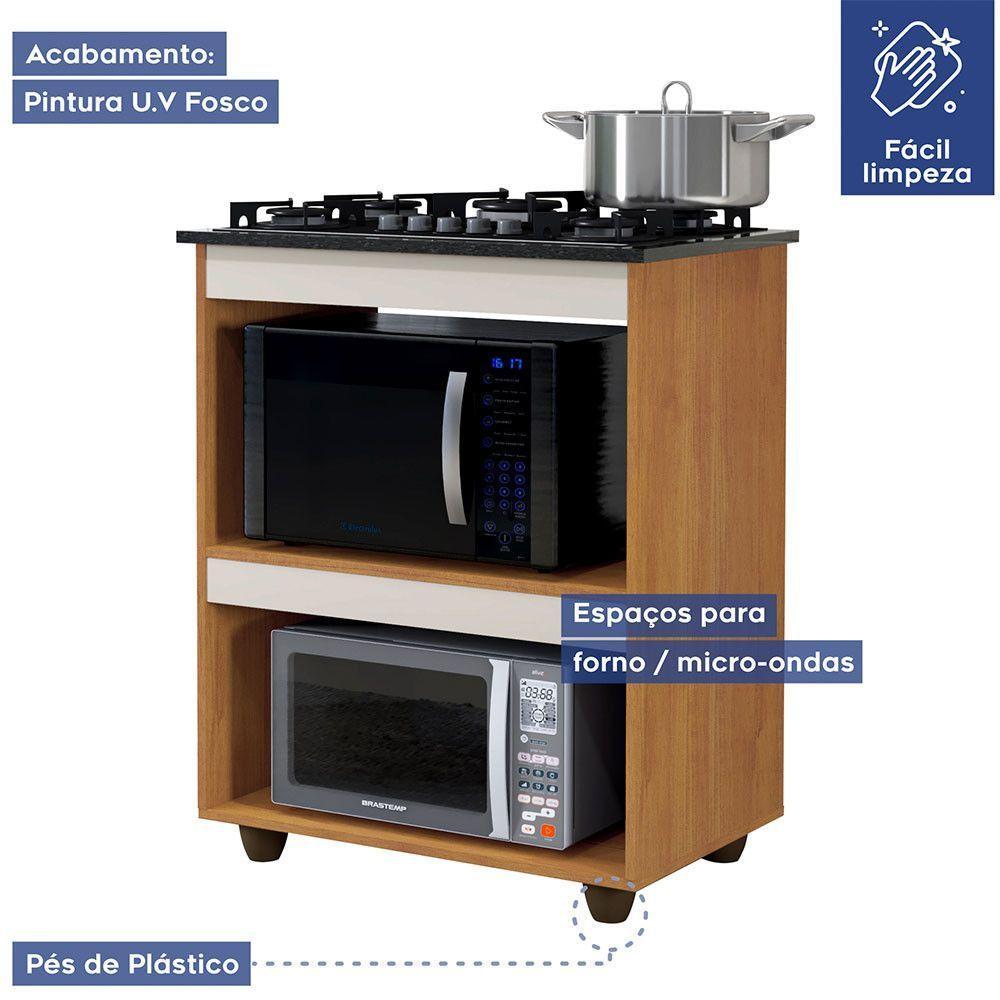 Balcão Para Cooktop 5 Bocas Turim Kaiki Móveis Nature/off White - 4