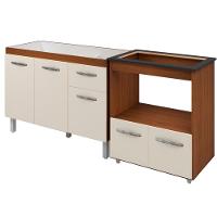 Balcao Cooktop 4 Bocas E Pia 120cm Savana Off White Mobbs Savana Off White - 1