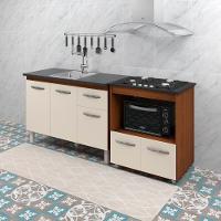 Balcao Cooktop 4 Bocas E Pia 120cm Savana Off White Mobbs Savana Off White
