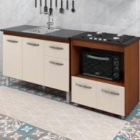 Balcao Cooktop 4 Bocas E Pia 120cm Savana Off White Mobbs Savana Off White - 6