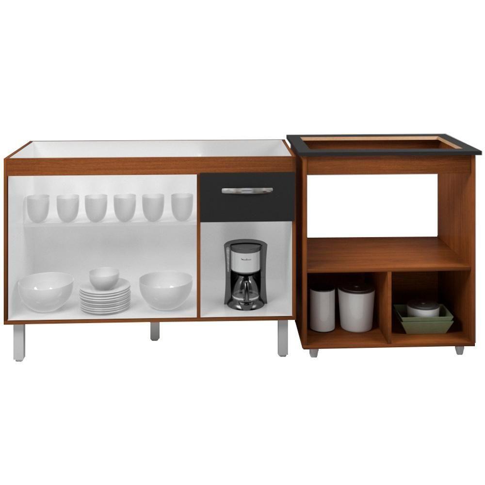 Balcao Cooktop 4 Bocas E Pia 120cm Savana Preto Mobbs Savana Preto - 5