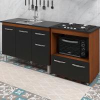 Balcao Cooktop 4 Bocas E Pia 120cm Savana Preto Mobbs Savana Preto - 2