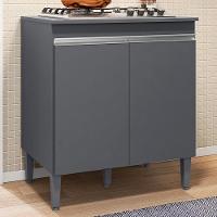 Balcao Com Tampo Cooktop 79 Cm 2 Portas Andreia Cinza Reajl Cinza - 6