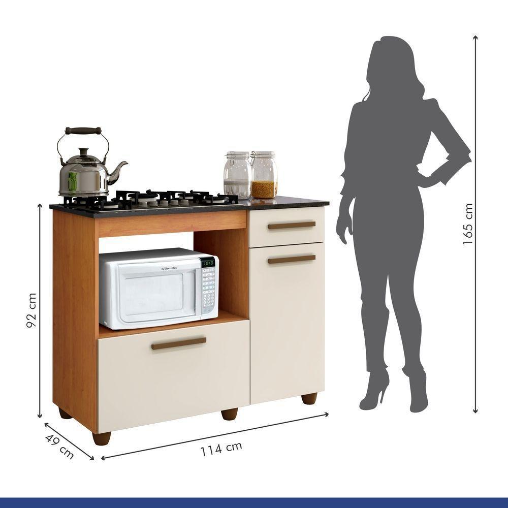 Balcão Para Cooktop 5 Bocas 2 Portas 1 Gaveta Violeta Kaiki Móveis Nature/Off White - 4