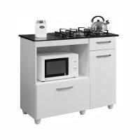 Balcão Para Cooktop 4 Bocas 2 Portas 1 Gaveta Kaiki Móveis Violeta Branco - 1