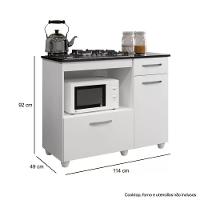 Balcão Para Cooktop 4 Bocas 2 Portas 1 Gaveta Kaiki Móveis Violeta Branco - 6