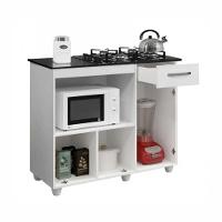 Balcão Para Cooktop 4 Bocas 2 Portas 1 Gaveta Kaiki Móveis Violeta Branco - 8