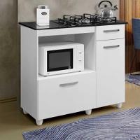 Balcão Para Cooktop 4 Bocas 2 Portas 1 Gaveta Kaiki Móveis Violeta Branco - 9