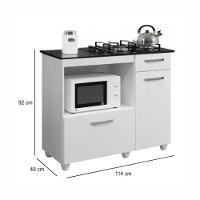 Balcão Para Cooktop 4 Bocas 2 Portas 1 Gaveta Kaiki Móveis Violeta Branco - 10