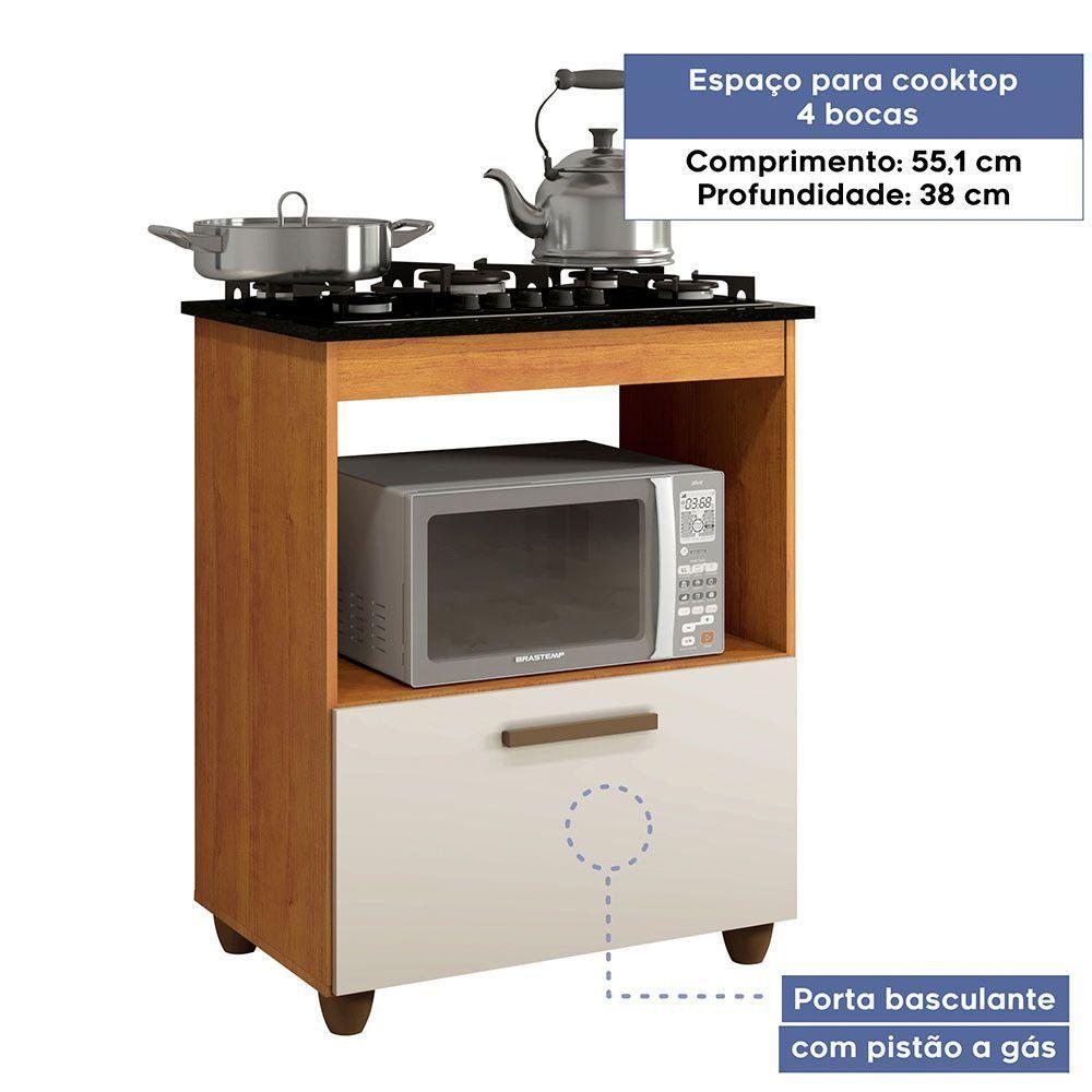 Balcão Para Cooktop 4 Bocas 1 Porta Basculante Salvia Kaiki Móveis Nature/off White - 2