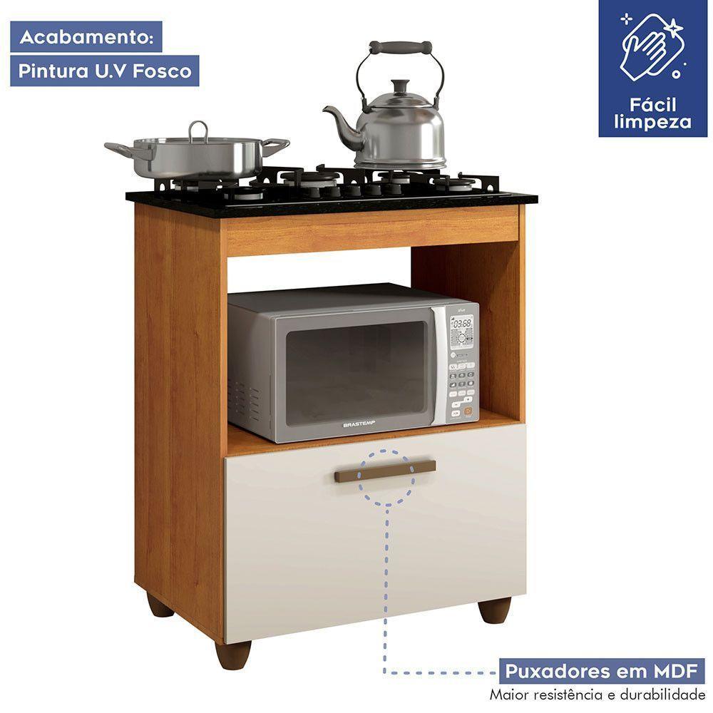 Balcão Para Cooktop 4 Bocas 1 Porta Basculante Salvia Kaiki Móveis Nature/off White - 3