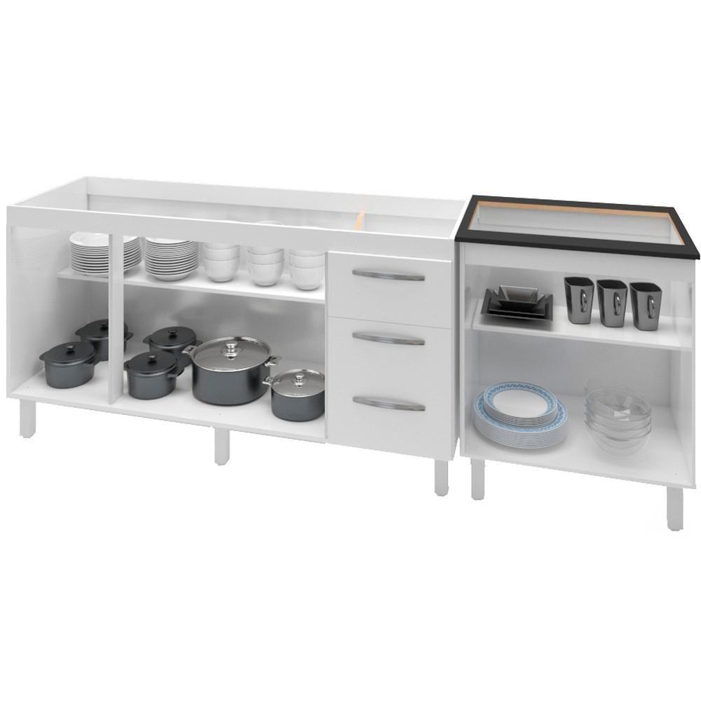 Balcao Pia 150cm E Cooktop 5 Bocas Branco Mobbs Branco - 3