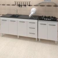 Balcao Pia 150cm E Cooktop 5 Bocas Branco Mobbs Branco - 1