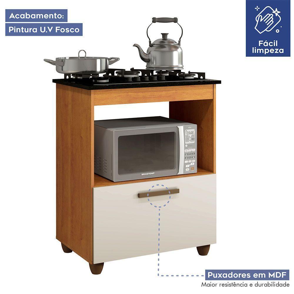 Balcão Para Cooktop 5 Bocas 1 Porta Basculante Salvia Kaiki Móveis Nature/off White - 3