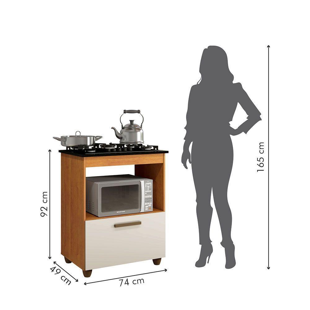 Balcão Para Cooktop 5 Bocas 1 Porta Basculante Salvia Kaiki Móveis Nature/off White - 6