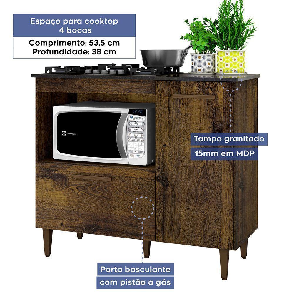 Balcão 2 Portas Para Cooktop 4 Bocas Zurique Kaiki Móveis Ype - 3