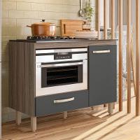 Balcão Para Cooktop Fit 4 Ou 5 Bocas E Forno Carvalho Nature Com Chumbo Nicioli Carvalho Com Chumbo - 2