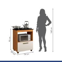 Balcão Para Cooktop 4 Bocas 1 Porta Basculante Espaço Para Micro-Ondas Salvia Nature/Off White - 5