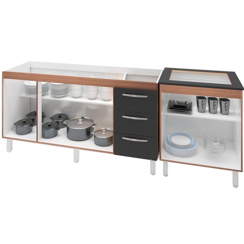 Balcao Pia 150cm E Cooktop 5 Bocas Savana Preto Mobbs Savana Preto - 3