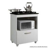 Balcão Para Cooktop 4 Bocas 1 Porta Salvia Kaiki Móveis Branco - 2