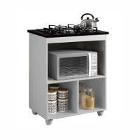 Balcão Para Cooktop 4 Bocas 1 Porta Salvia Kaiki Móveis Branco - 3