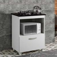 Balcão Para Cooktop 4 Bocas 1 Porta Salvia Kaiki Móveis Branco - 5